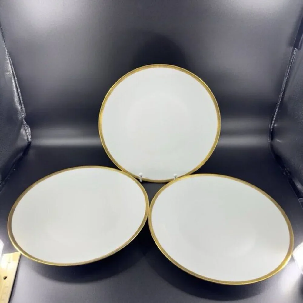 VTG Rosenthal Germany 3680 White Gold Band Black Lines Dish Plate 9.75Inch Set 4
